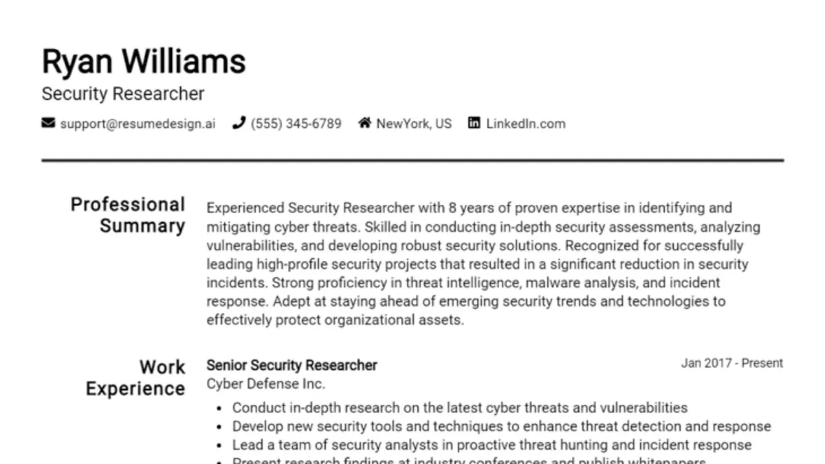How to get through AI resume screening for AI security researcher jobs – AI security researcher resume example