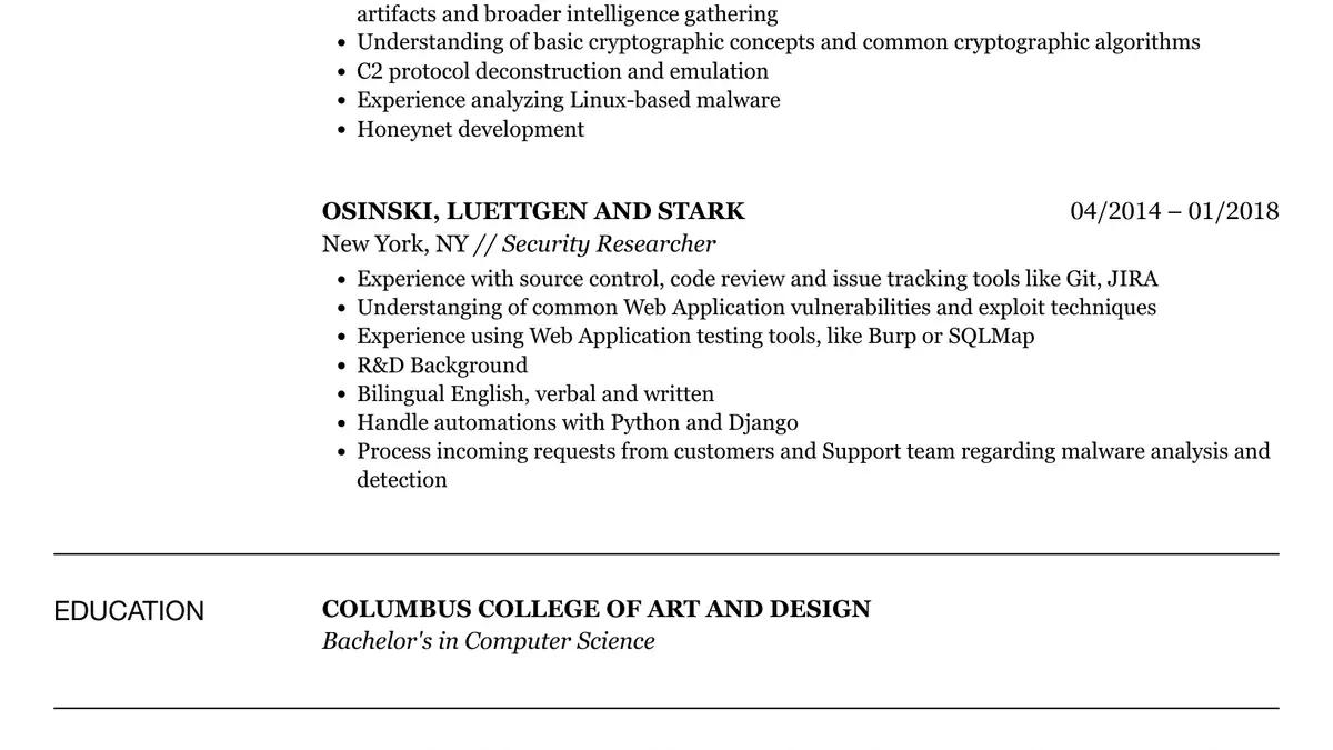 Practical examples of AI security researcher resumes optimized for AI screening – AI security researcher resume example