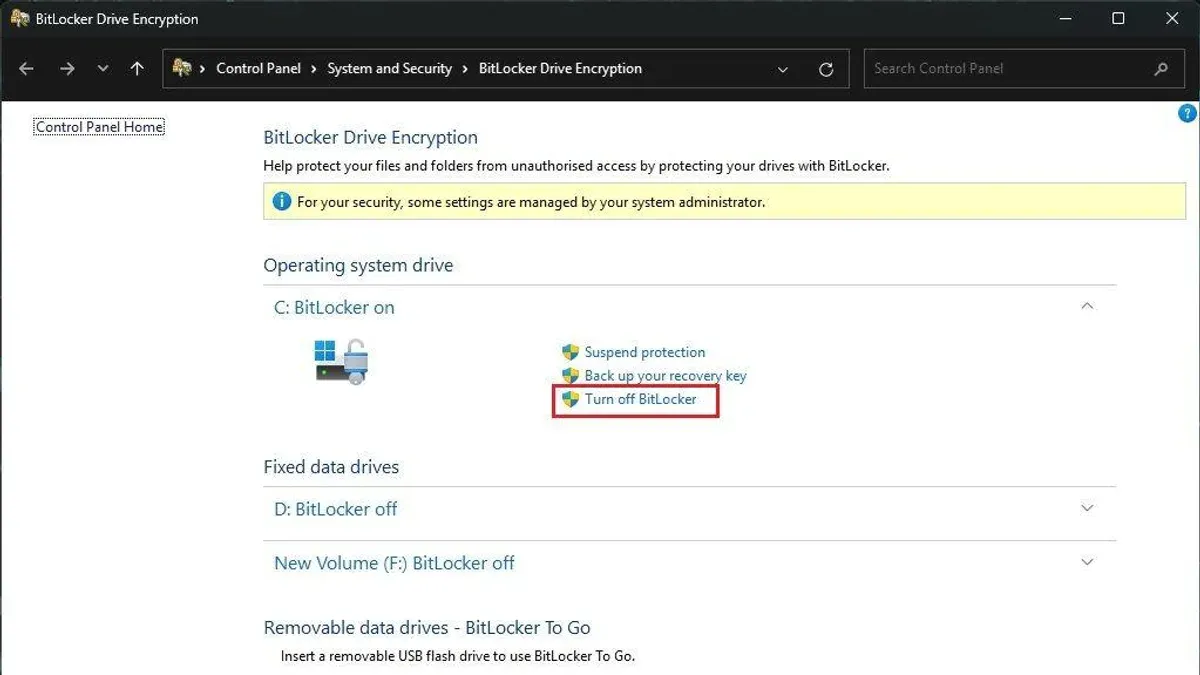 Security considerations when turning off BitLocker – how to turn off BitLocker