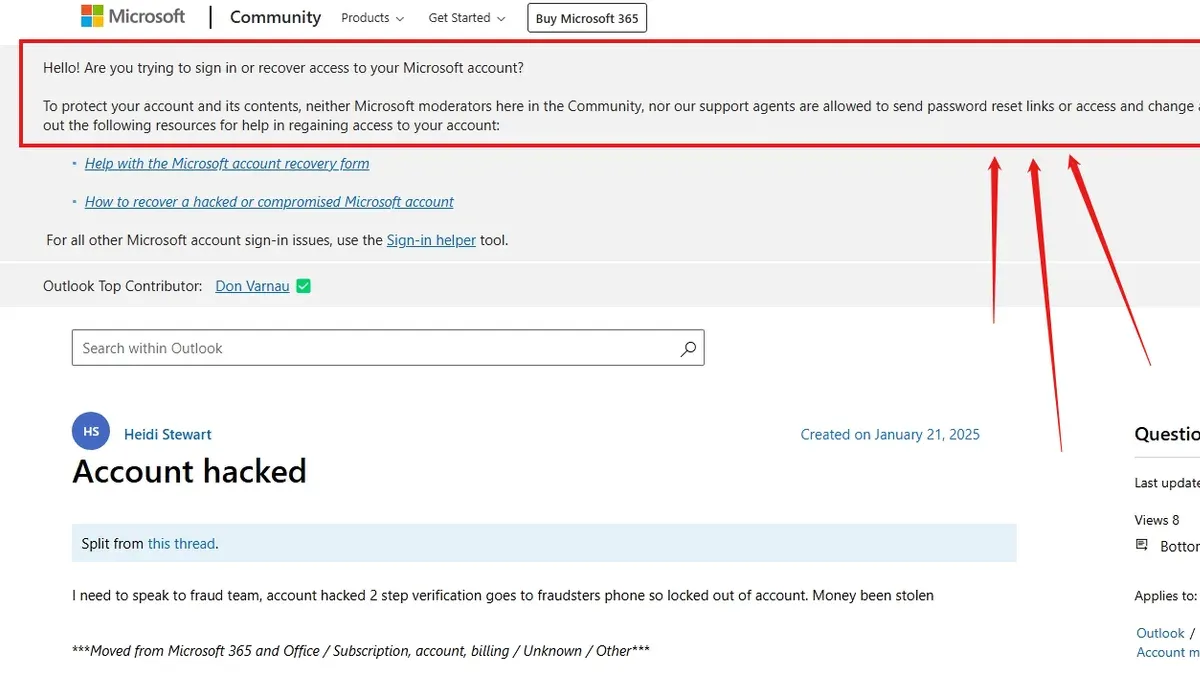 User securing a Microsoft account after a Microsoft account account hacked incident