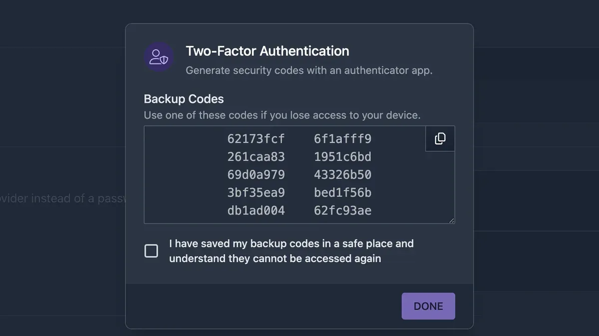 Step 4: Managing backup codes and recovery options – how to turn on two-factor authentication on Tumblr