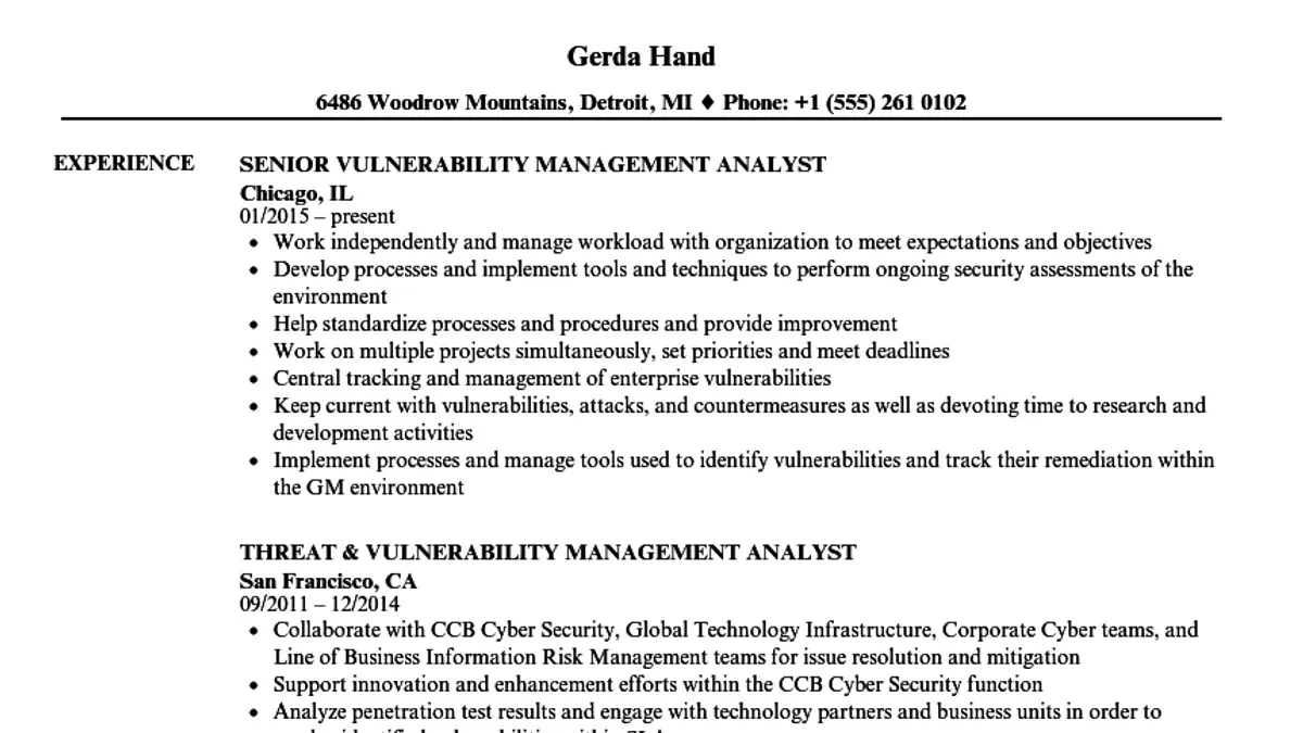 How to become a vulnerability analyst – vulnerability analyst resume example