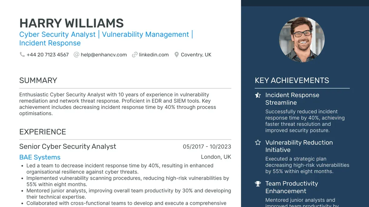 What this advice does not cover – vulnerability analyst resume example