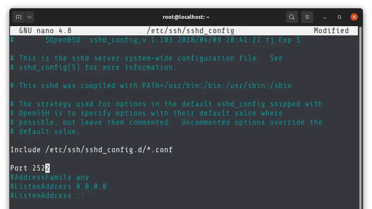 System administrator changing SSH port on Linux server for better security