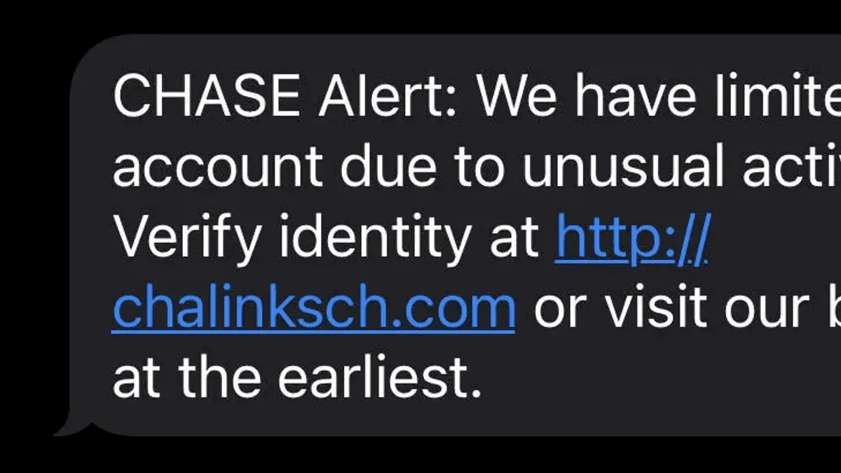 Person reviewing a Chase scam text message on their smartphone