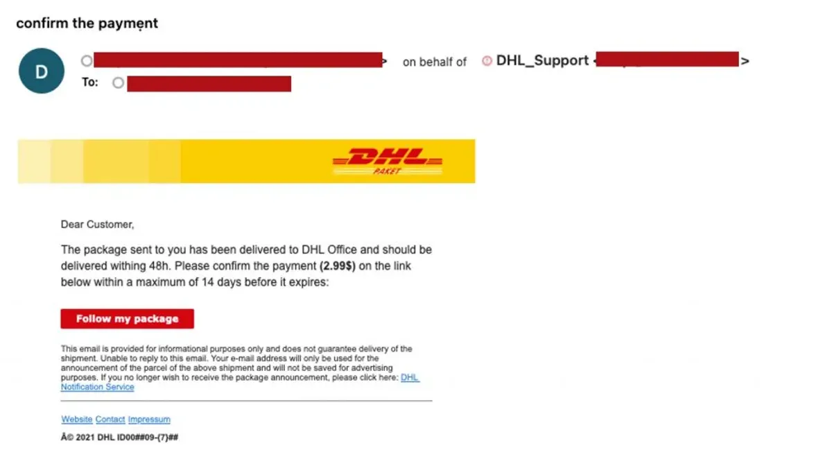Person examining a suspicious DHL scam text message on their smartphone