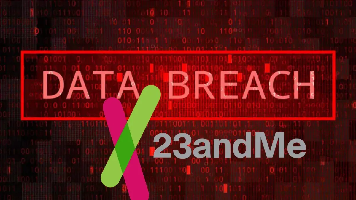 Person reviewing genetic data on laptop related to 23andMe data breach