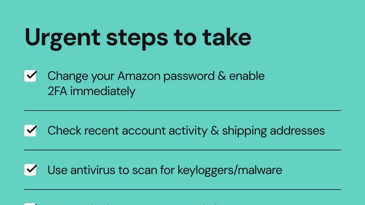 Amazon account hacked security page on laptop screen with person typing