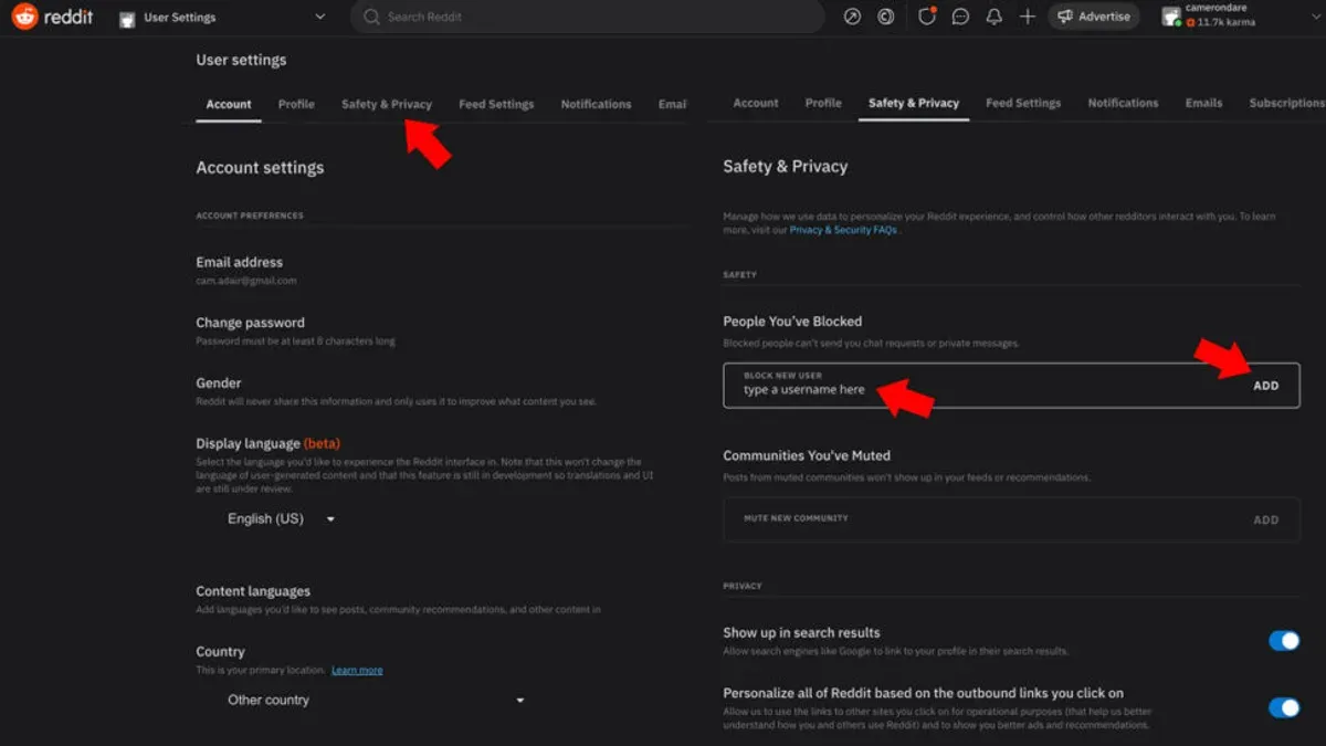 User blocking someone on Reddit using laptop showing how to block someone on Reddit