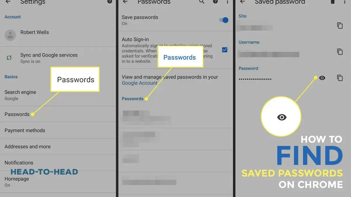 Person checking if hackers can steal passwords saved in Chrome on laptop