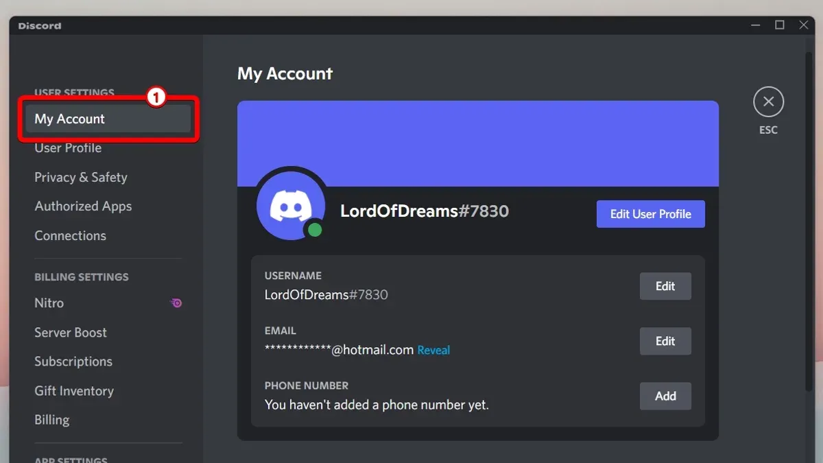 User changing Discord password on mobile device securely