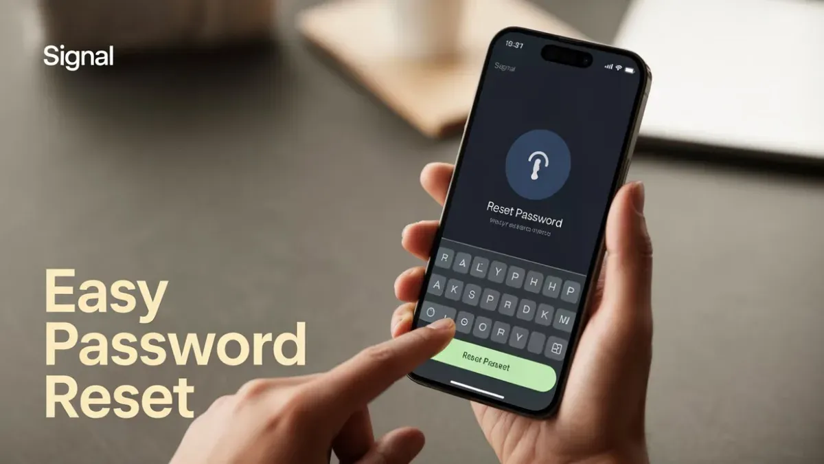 Person changing Signal password on smartphone in app security settings