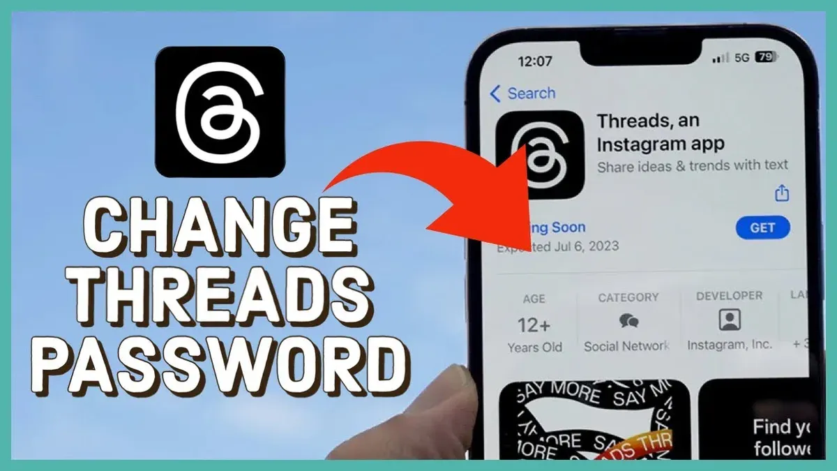 User changing Threads password securely on a smartphone