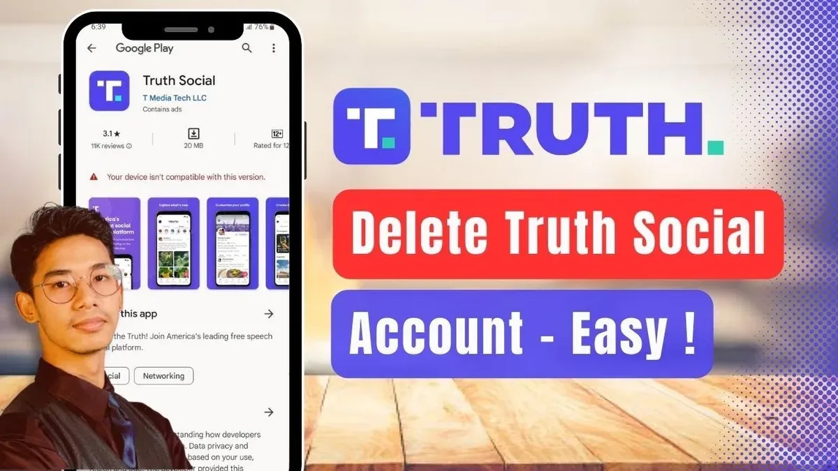User navigating how to delete Truth Social account permanently on smartphone