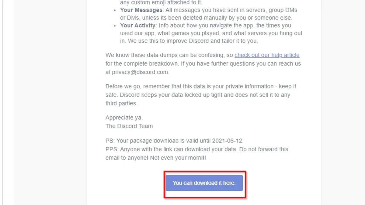 Person downloading Discord data on laptop following step-by-step guide