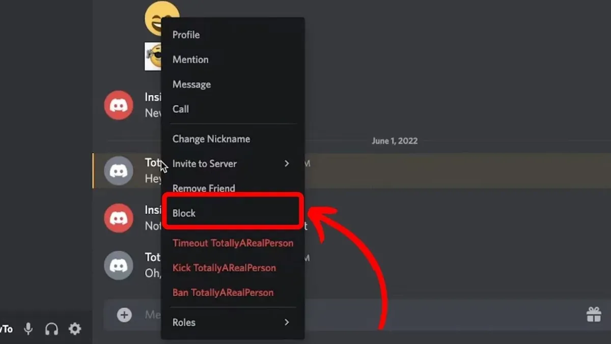 User blocking someone on Discord using smartphone app