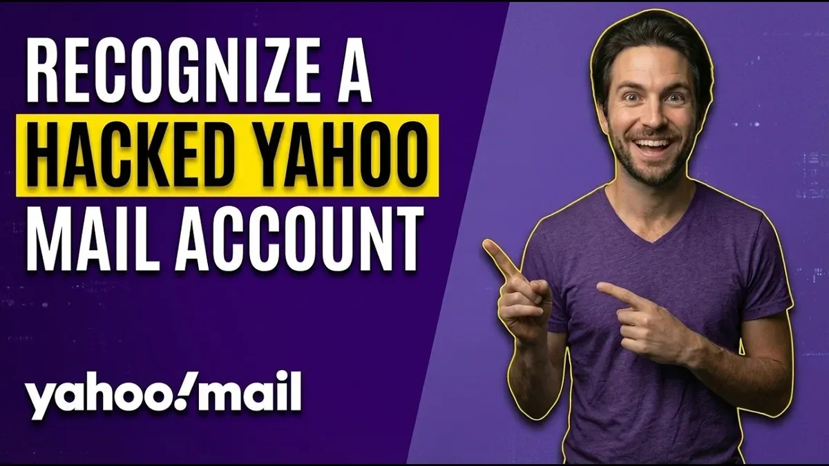 Person securing a Yahoo Mail account hacked alert on laptop screen