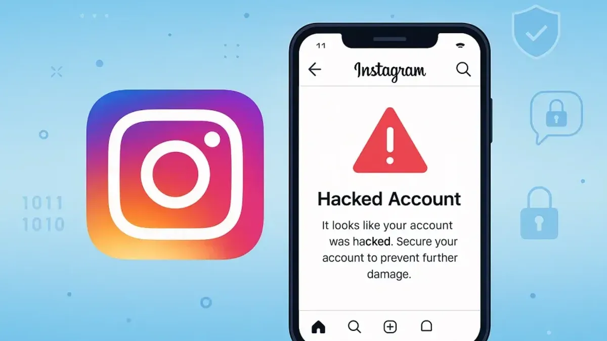 User noticing their Instagram account hacked on a smartphone screen