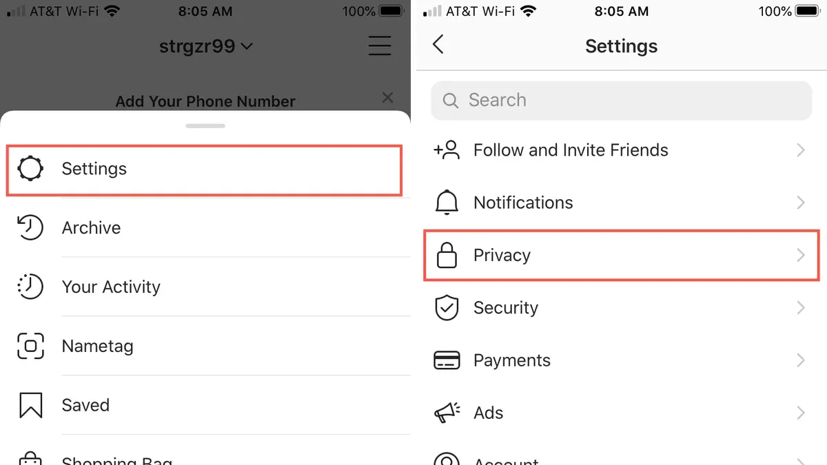 User managing Instagram privacy settings on smartphone for better account control