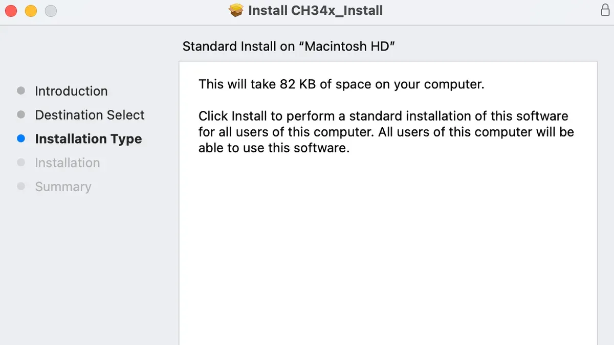 How to install CH340 driver on Mac with USB serial adapter connected to MacBook