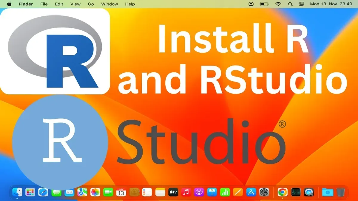 Person installing R and RStudio on Mac laptop for data analysis