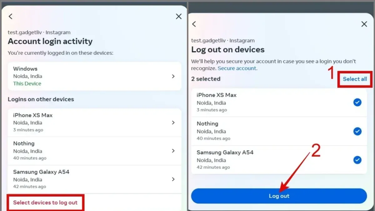 How to log out of Instagram on all devices shown on smartphone screen
