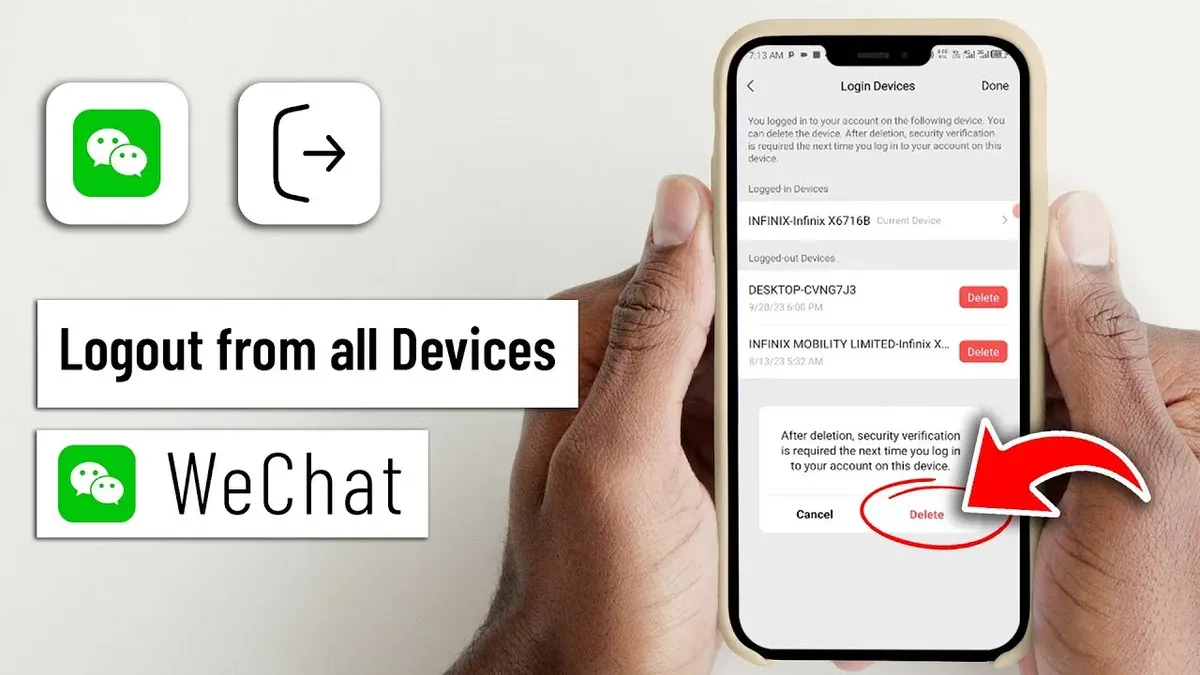 User logging out of WeChat on all devices including smartphone and laptop