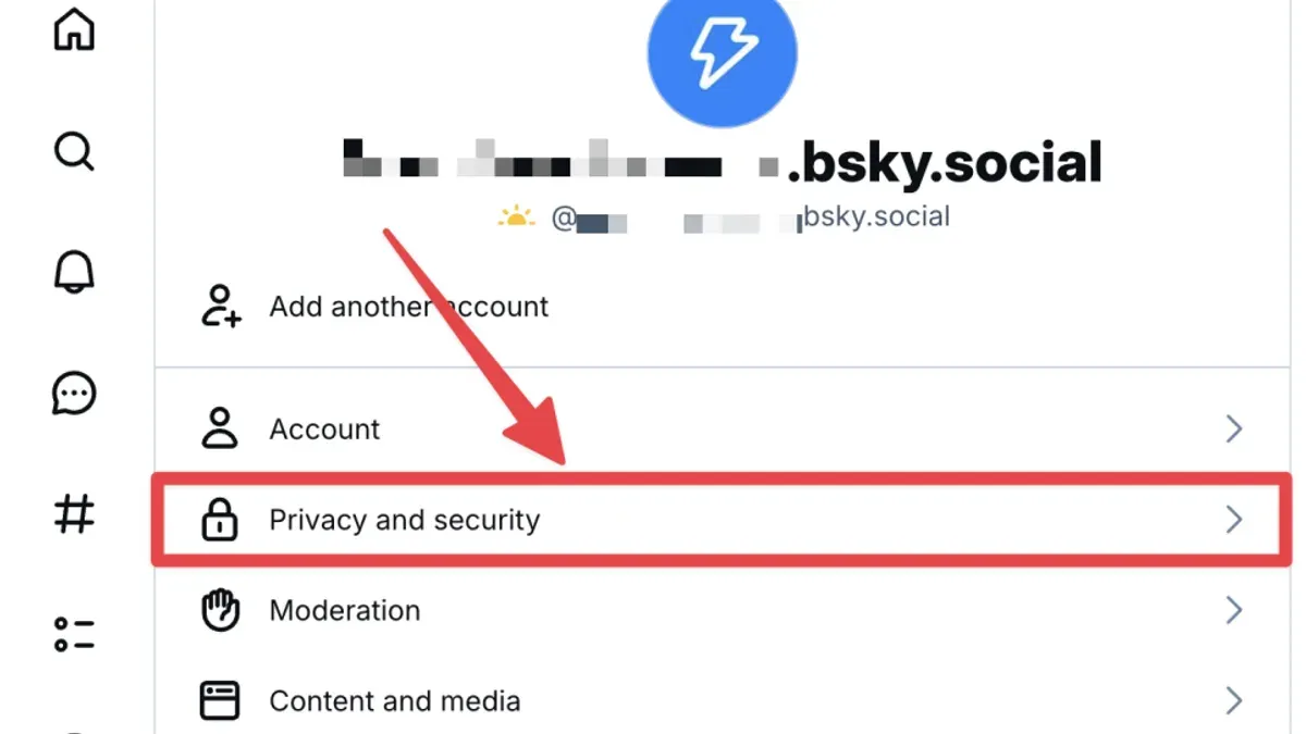 User managing Bluesky privacy settings on smartphone for secure social sharing