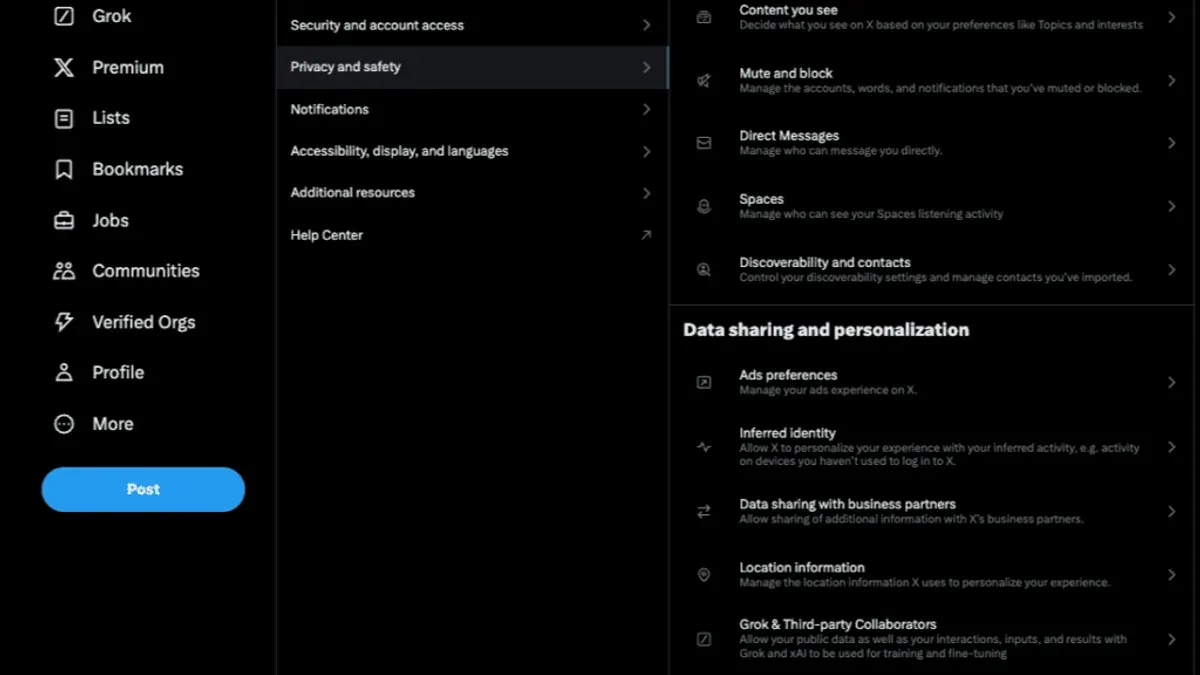User managing X (Twitter) privacy settings on smartphone for better account control