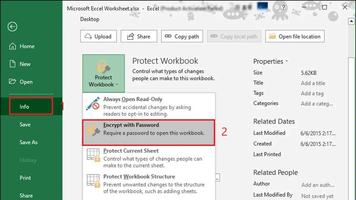Person password protecting an Excel file on a laptop screen