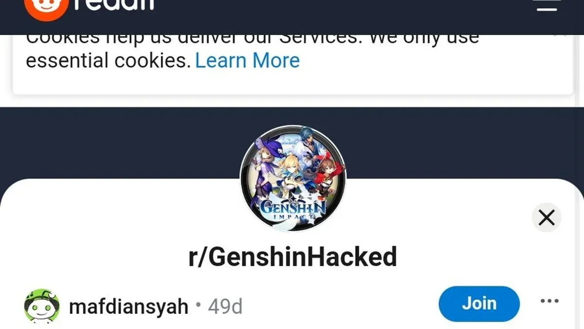 Genshin Impact account hacked warning on a computer screen with gamer reviewing security settings