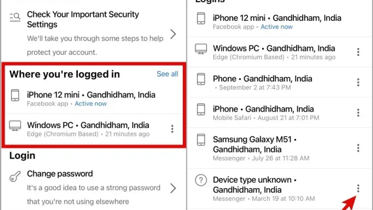 User checking how to see where you're logged into Facebook on smartphone and laptop