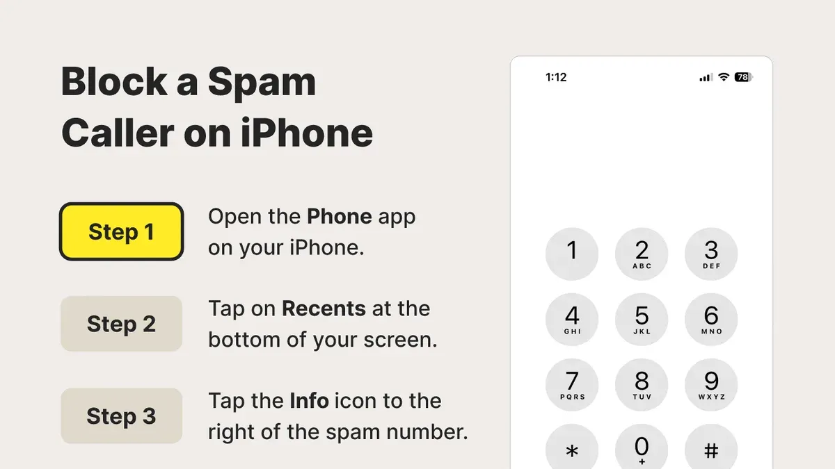 iPhone screen showing how to stop spam calls on iPhone with call blocking features
