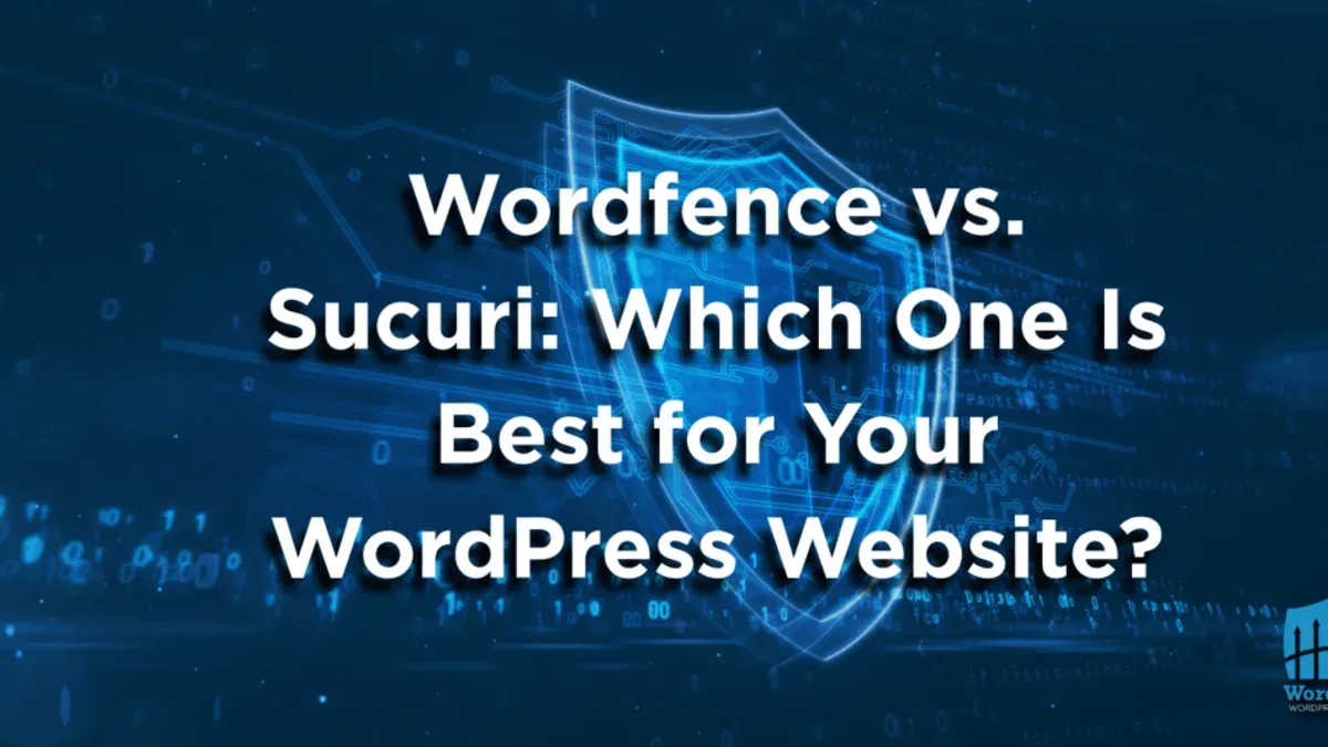 Comparison of Sucuri vs All In One WP Security WordPress plugins on laptop screen