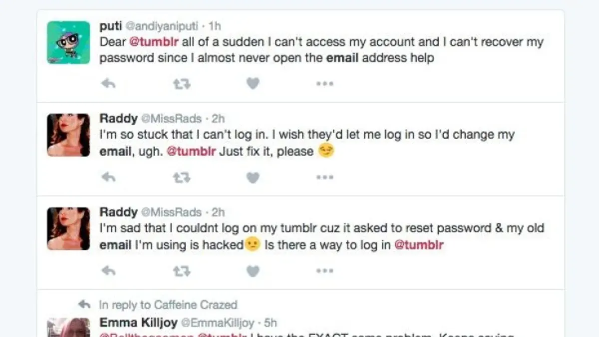 User securing Tumblr account after a Tumblr account hacked incident