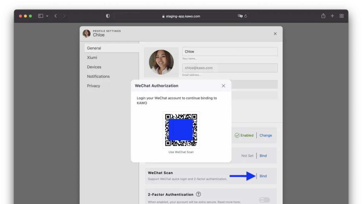 Person enabling how to turn on two-factor authentication on WeChat on a smartphone