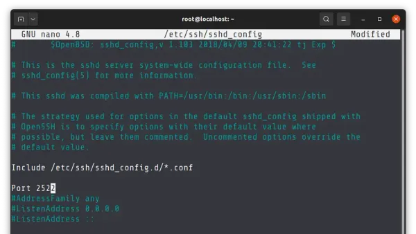 System administrator changing SSH port on Linux server for better security