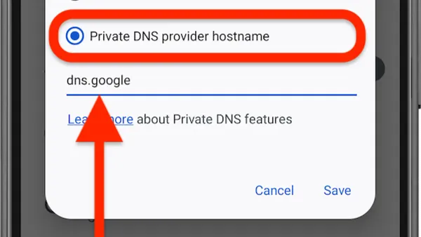 User setting up Private DNS on Android smartphone for better privacy