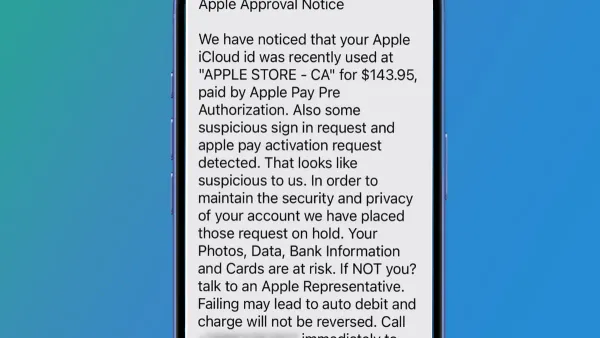 Person examining an Apple Pay scam text message on their smartphone