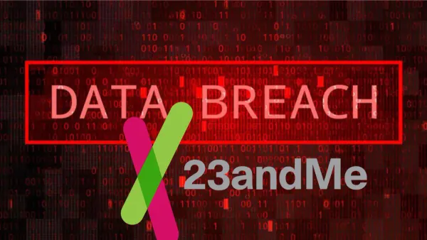 Person reviewing genetic data on laptop related to 23andMe data breach