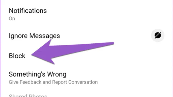 User blocking someone on Messenger app to control privacy and stop unwanted messages