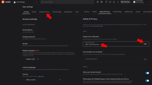 User blocking someone on Reddit using laptop showing how to block someone on Reddit