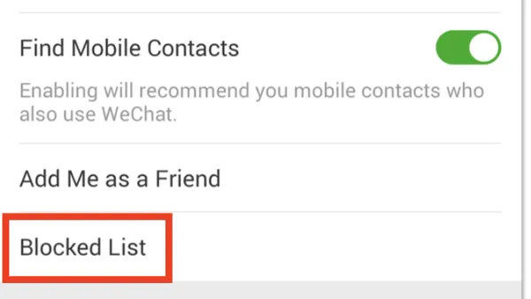User blocking a contact on WeChat app on smartphone showing how to block someone on WeChat