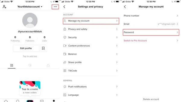 User changing TikTok password on smartphone to secure account