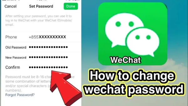 User changing WeChat password securely on a smartphone