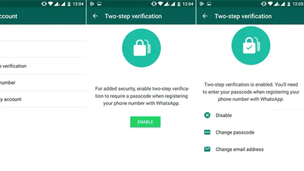 User changing WhatsApp password on smartphone screen