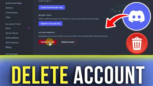 How to delete Discord account permanently shown on laptop screen
