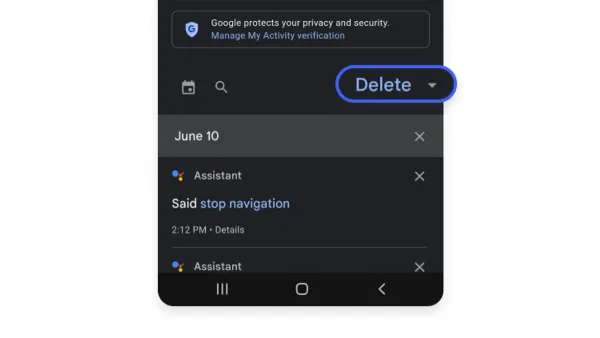 Person managing how to delete Google Assistant recordings on a smartphone