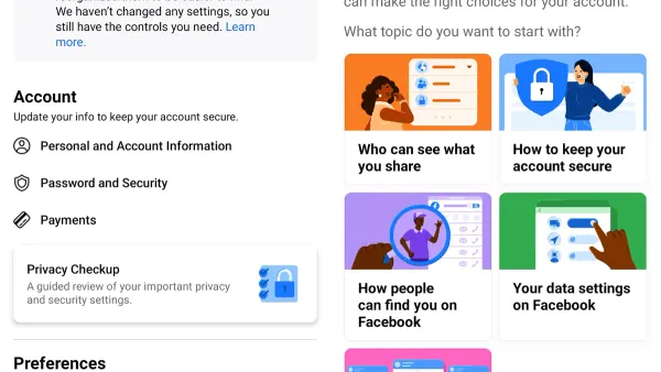 Person managing Facebook privacy settings on a smartphone for better account security