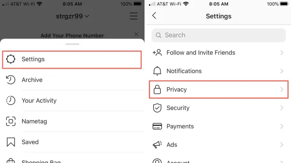 User managing Instagram privacy settings on smartphone for better account control